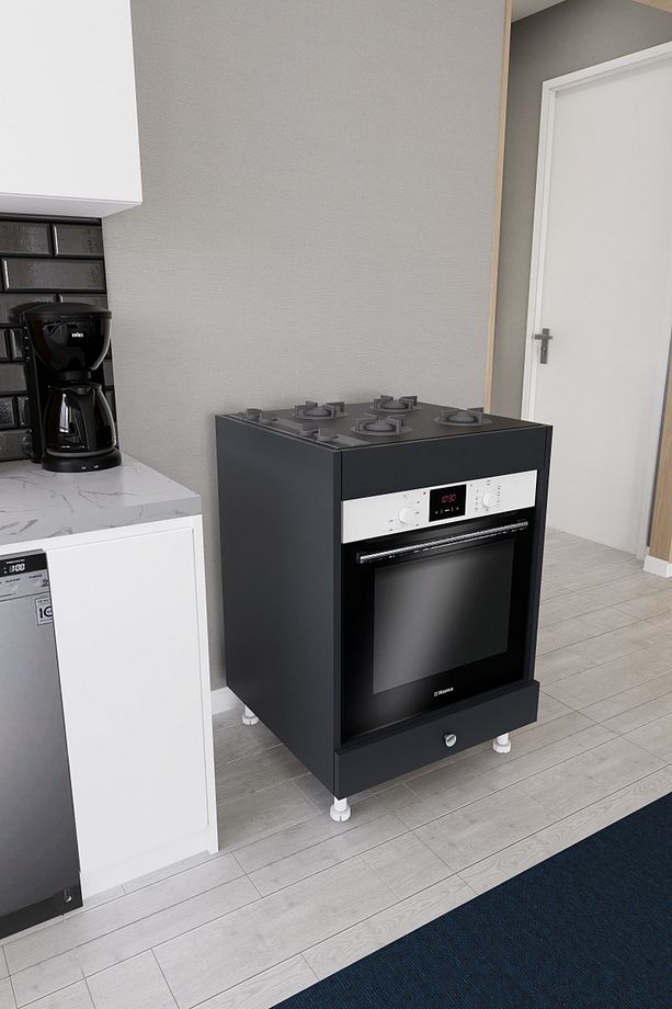 Harmony Ankastre Modülü Kabini Açık Antrasit Fırın Ocak Dolabı Kapaklı Ayarlı Ayaklı - 3