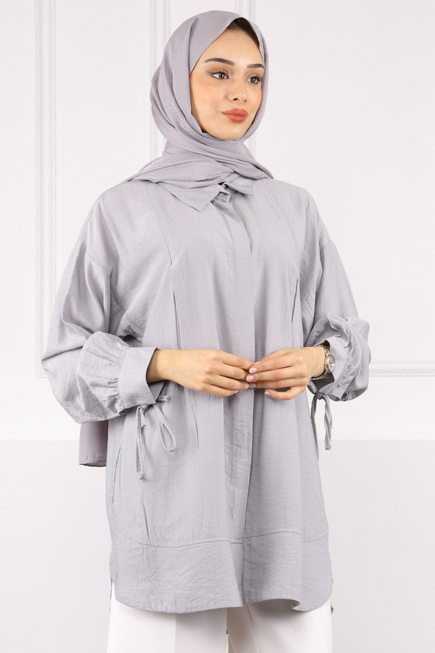 Gray Sleeve Tie Tunic