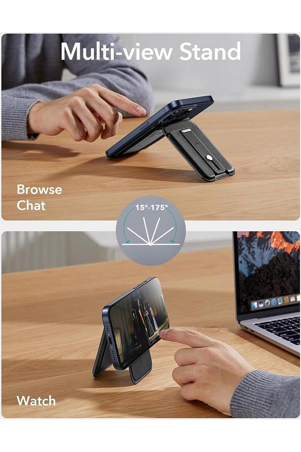 Standlı Magsafe Cüzdan HaloLock Wallet - Siyah - 5