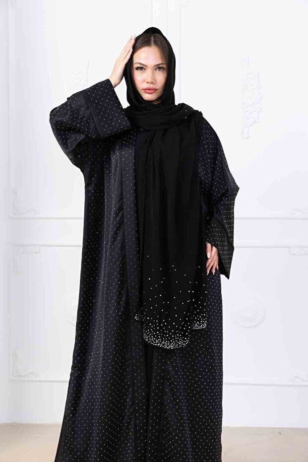 Taş Detaylı Abaya - 7