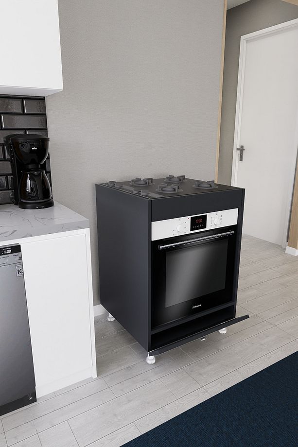 Harmony Ankastre Modülü Kabini Açık Antrasit Fırın Ocak Dolabı Kapaklı Ayarlı Ayaklı - 4