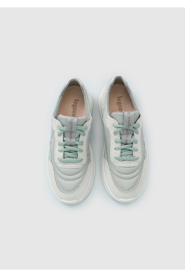 Yeşil Deri Kadın Sneaker - 5