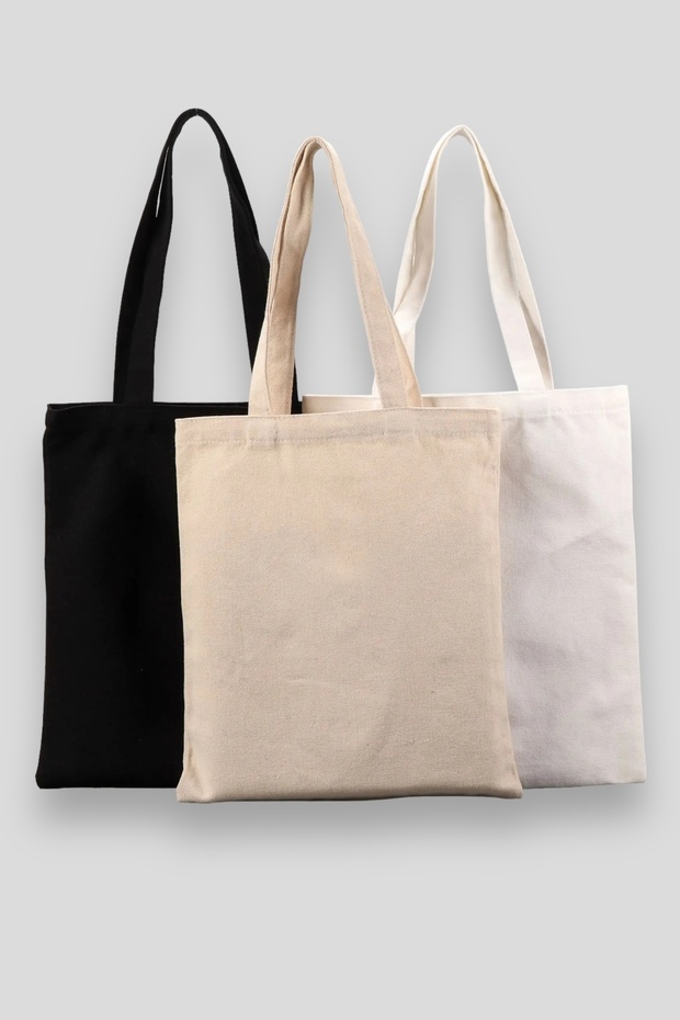 Unprinted Cloth Bag 35X40 3 Pieces with Handle (1 Natural, 1 Black, 1 Red)