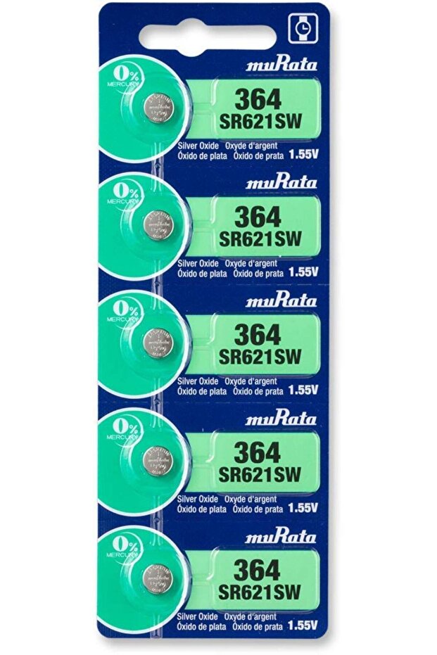 SR621SW / 364 Silver Oxide 1.55V (muRata) Japan Batteries - 5 Pieces