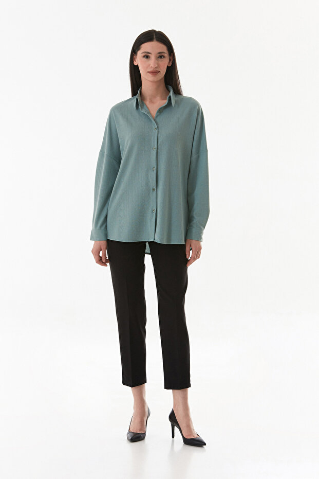 Basic Jakarlı Oversize Gömlek - 2
