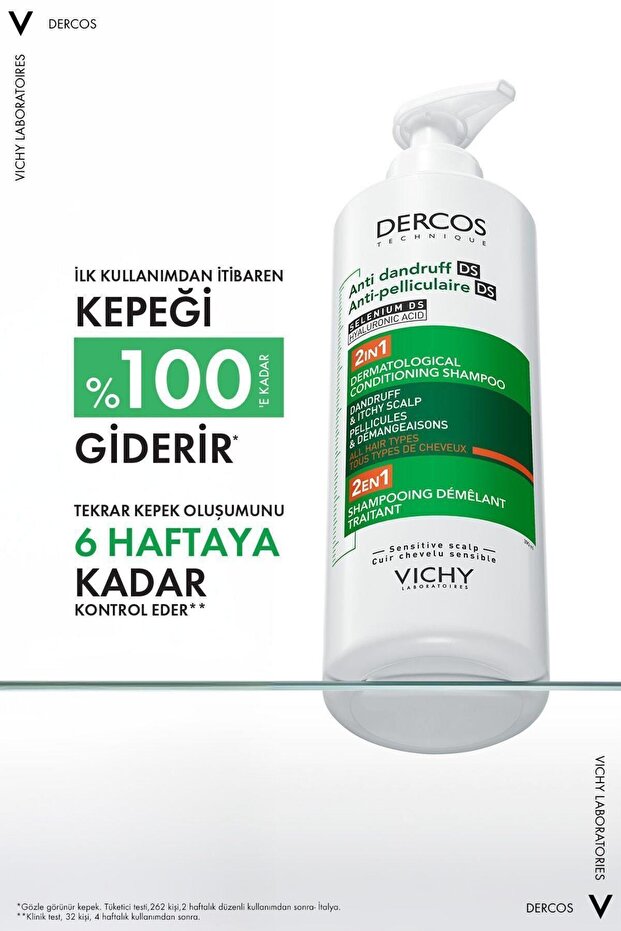 Dercos 2’si 1 Arada Kepek Karşıtı & Nemlendirici Şampuan 390ml 2 Adet - 2
