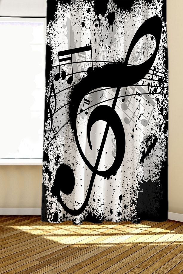 Dekoratif Soyut Müzik Desenli Fon Perde – Estetik & Özgün Dokunuş 140x260 CM Tek Kanat - 8