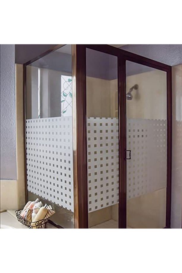– | 45x150 cm | Modern Kare Desenli Statik Cam Kaplama Folyo | Mutfak Ofis Banyo Pencere - 3