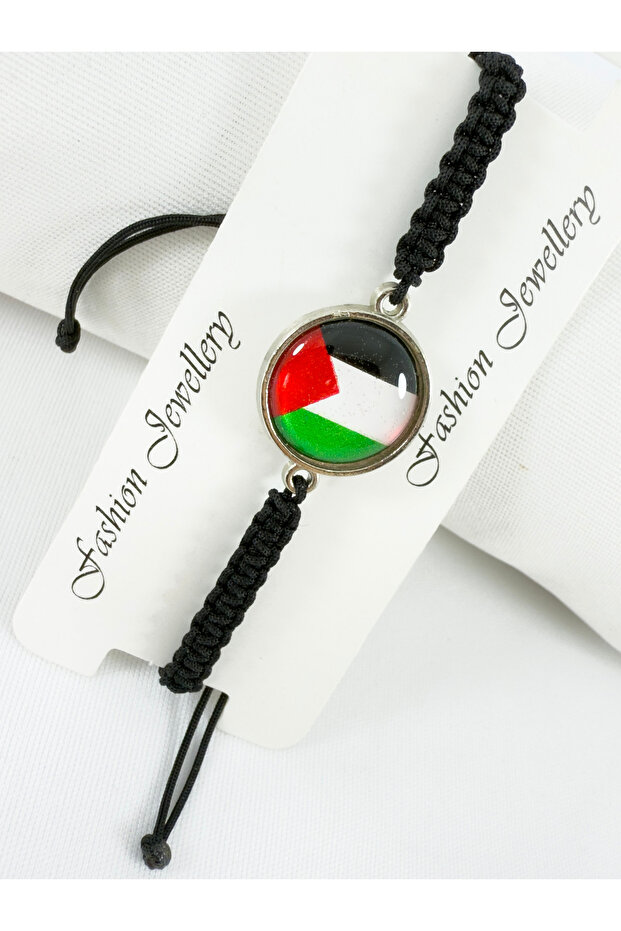 سوار دائري بعلم فلسطين، مع رباط قابل للتعديل بحجم المصعد