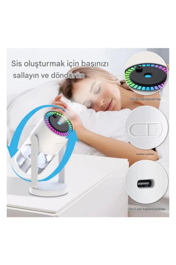 CL28 Tavana Işık Yansıtan Gece Lambası Hava Nemlemdirici Ev ve Araba İçin Işıklı Aromaterapi - 3