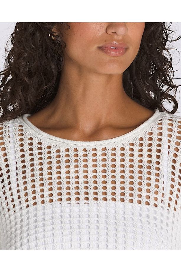 Mila Open Knit Crop Crew - 5