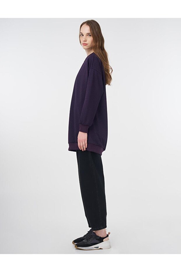 Dokulu Basic Sweatshirt Mor - 4