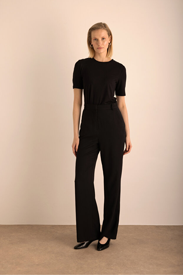 Dokuma Palazzo Pantolon - 1