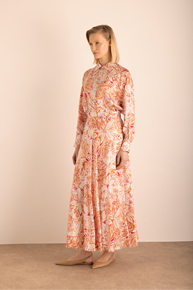 Desenli Kloş İpek Etek - 3