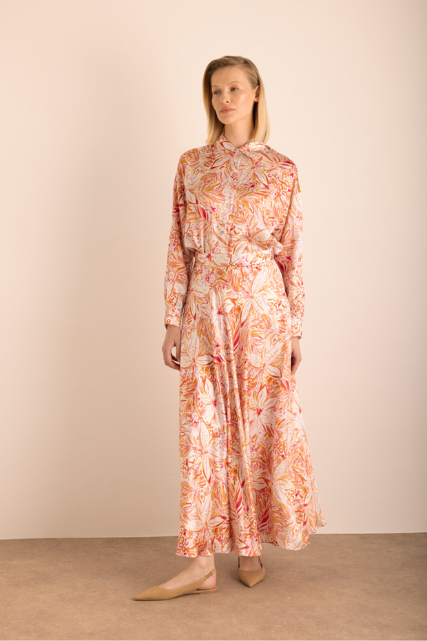 Desenli Kloş İpek Etek - 2