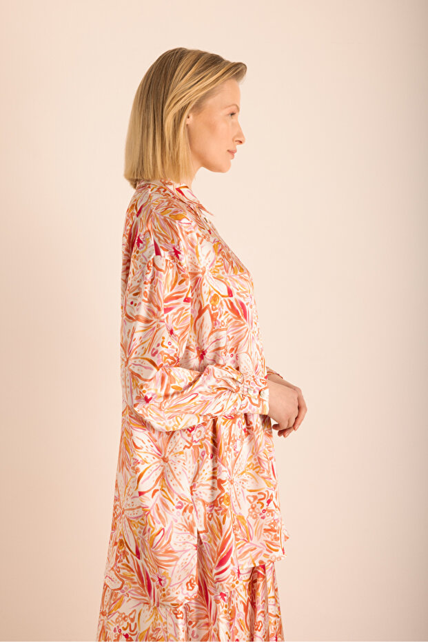 Desenli Klasik İpek Tunik - 5