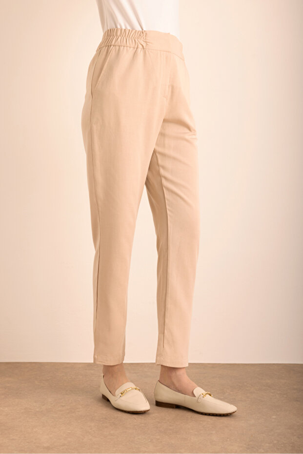 Bej Cotton Pantolon - 5