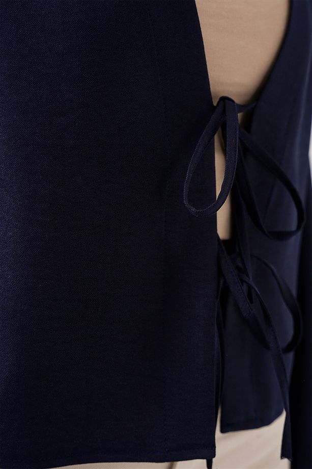 Önü Bağlamalı Keten Kimono 960 - Lacivert - 5