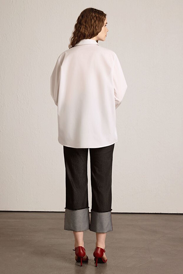 Ön Baskılı Gömlek Beyaz - 5