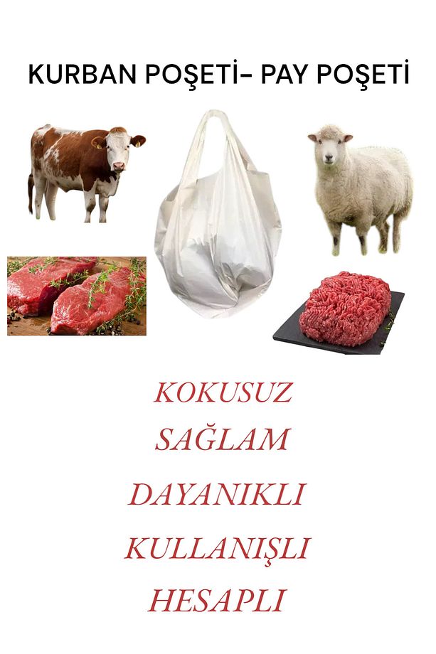 10'lu 45x80 Kurban Poşeti Pay Poşeti Taşıma Poşeti Dayanıklı Poşet - 3