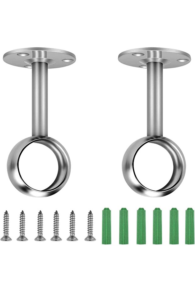 Closet Pole Sockets, 304 Stainless Steel Wardrobe Rail Supports 25mm Rod Round Shaped Flange