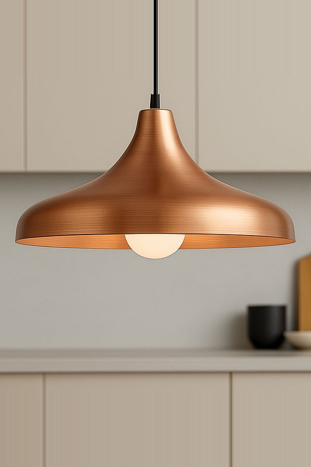 Aura Metal Tekli Bakır Sarkıt Avize Retro Rustik Model Modern Endüstriyel Mufak Hol Cafe Salon Avize - 1