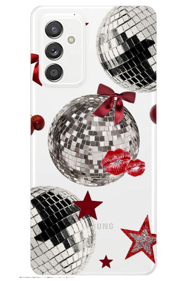 Silicone Phone Case for Samsung Galaxy A55 Transparent Disco Bow Pattern