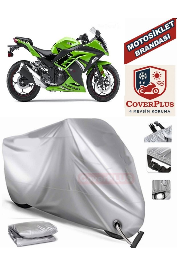 Gray Lock Compatible Motor Tarpaulin Kawasaki Ninja 250R Motorcycle Tarpaulin Cover Tent (Motoen)
