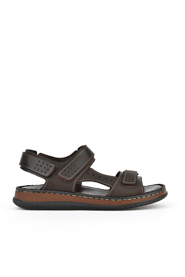 , Men's Genuine Leather Sandals 1511045 Zs6 Coffee