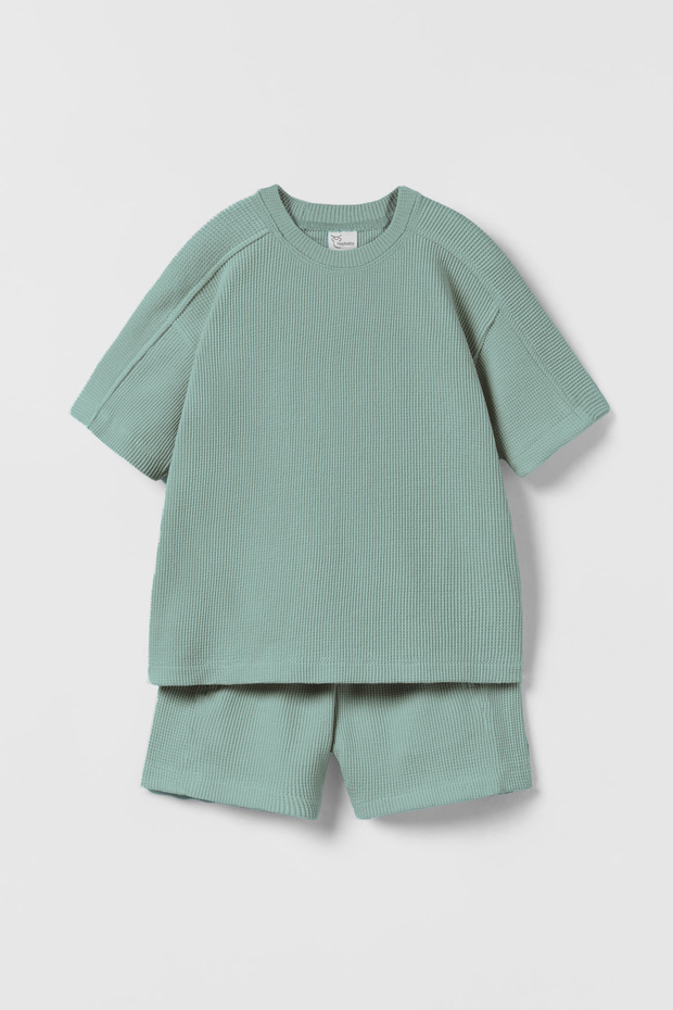 Children's Set with Waffle Textured Shorts - Çağla HB23990