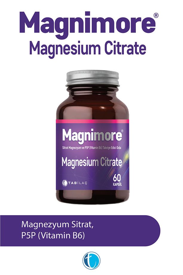 Magnezyum Sitrat 60 Bitkisel Kapsül Vitamin B6 P5P - 1