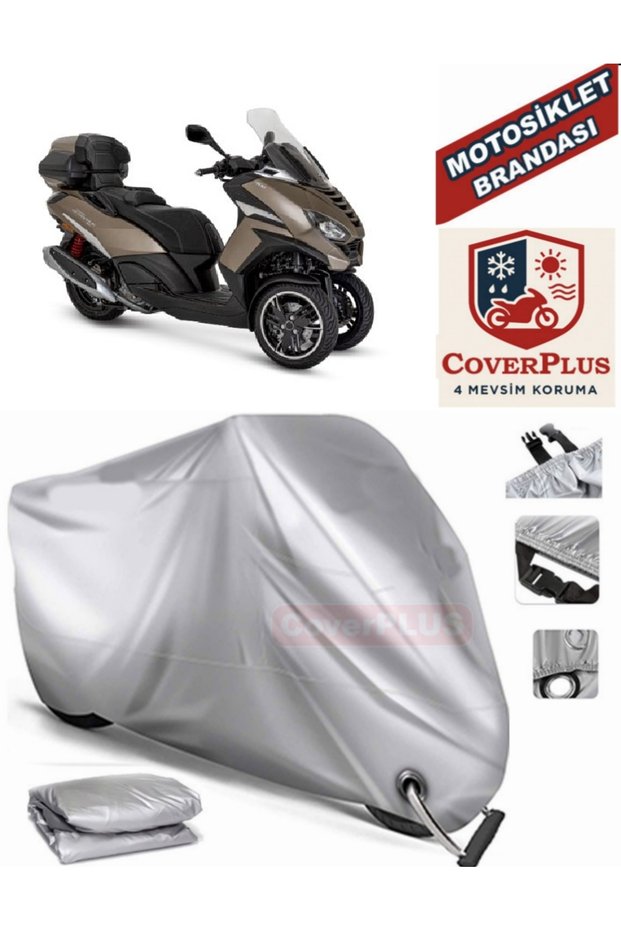 Gray Lock Compatible Motor Tarpaulin Peugeot Metropolis 400 Motorcycle Tarpaulin Cover Tent (Motoen)