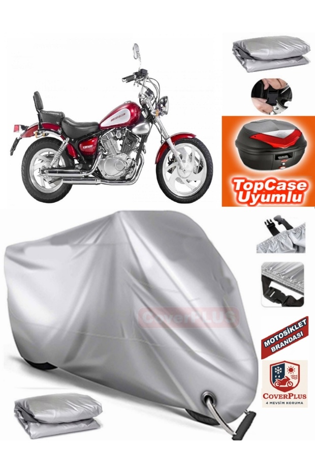 Gray Lock Compatible Keeway Super Shadow 250 Tarpaulin Topcase Rear Bag Compatible Motor Tarpaulin