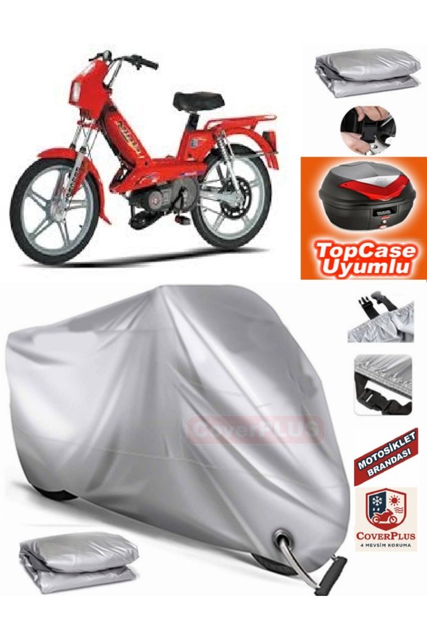 Gray Lock Compatible Peugeot Ninja 103 Tarpaulin Topcase Rear Bag Compatible Motor Tarpaulin