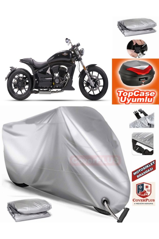 Gray Lock Compatible Regal Raptor Pilder 125 Tarpaulin Topcase Back Bag Compatible Motor Tarpaulin