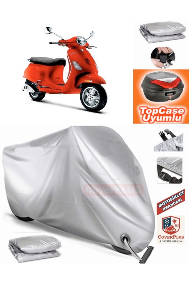 Gray Lock Compatible Vespa Lx 150 I.E Tarpaulin Topcase Rear Bag Compatible Motor Tarpaulin