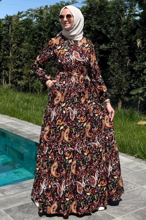 Rochie cu model șal neagră - 4