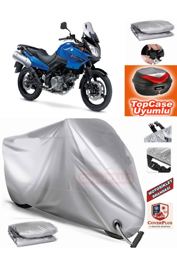 Gray Lock Compatible Suzuki V-Strom Dl650 Tarpaulin Topcase Rear Bag Compatible Motor Tarpaulin