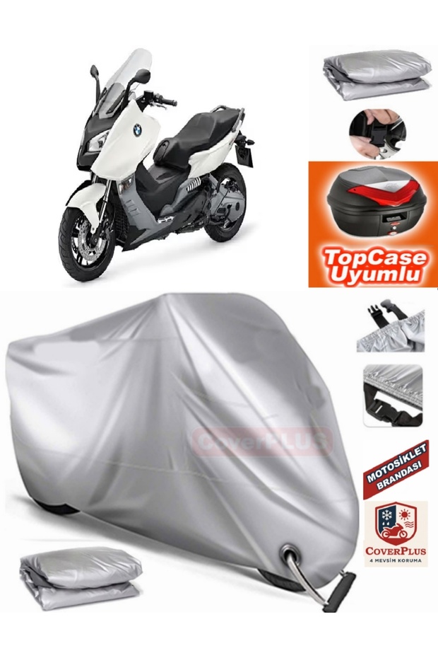 Gray Lock Compatible Bmw C 650 Sport Tarpaulin Topcase Rear Bag Compatible Motor Tarpaulin