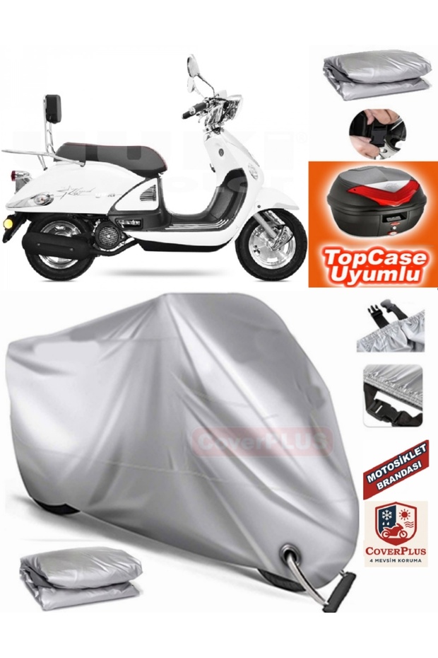 Gray Lock Compatible Yuki Zn-150T-E5 Legend Tarpaulin Topcase Back Bag Compatible Motor Tarpaulin