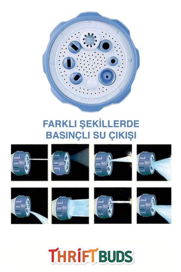 Premium Tazyikli Deterjanlı Basınçlı Oto Yıkama Sistemi Makinesi Su Tabancası Sulama Başlığı 8 Modlu - 2