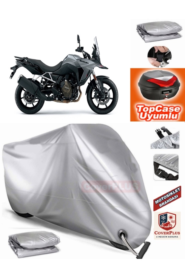 Gray Lock Compatible Suzuki V-Strom 800 De Tarpaulin Topcase Rear Bag Compatible Motor Tarpaulin