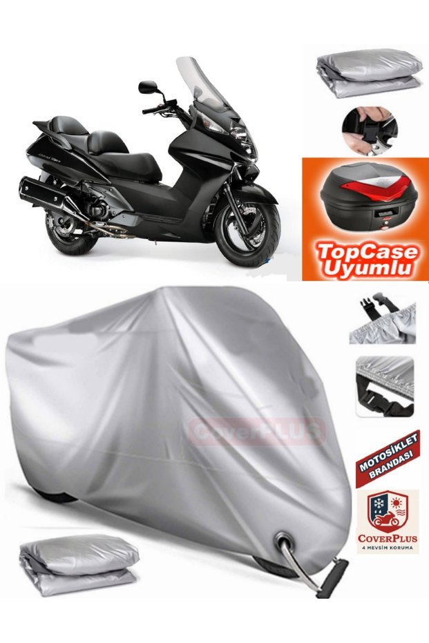 Gray Lock Compatible Honda Fjs 600 Silverwing Abs Tarpaulin Topcase Rear Bag Compatible Motor Tarpaulin