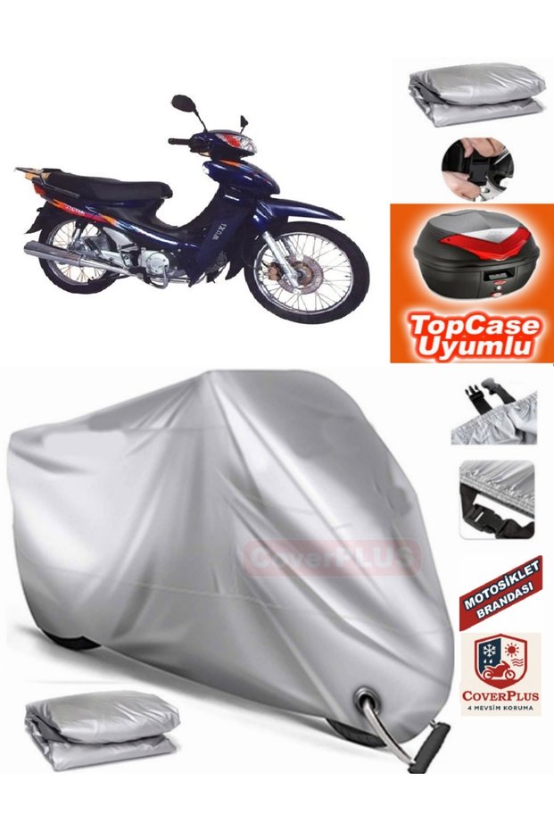 Gray Lock Compatible Mondial 110 ft Tarpaulin Topcase Rear Bag Compatible Motor Tarpaulin