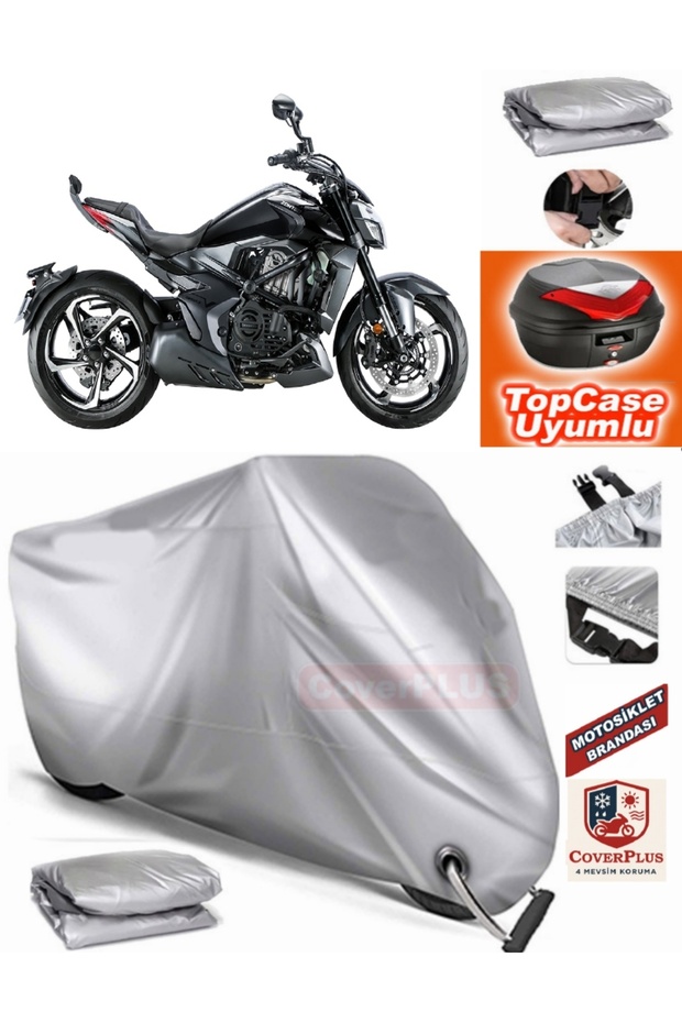 Gray Lock Compatible Zontes 350 T1 Tarpaulin Topcase Rear Bag Compatible Motor Tarpaulin