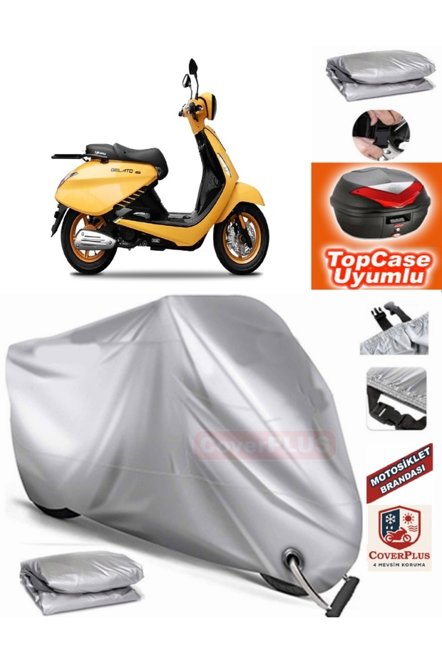 Gray Lock Compatible Yuki Gelato 125 Tarpaulin Topcase Backpack Compatible Motor Tarpaulin
