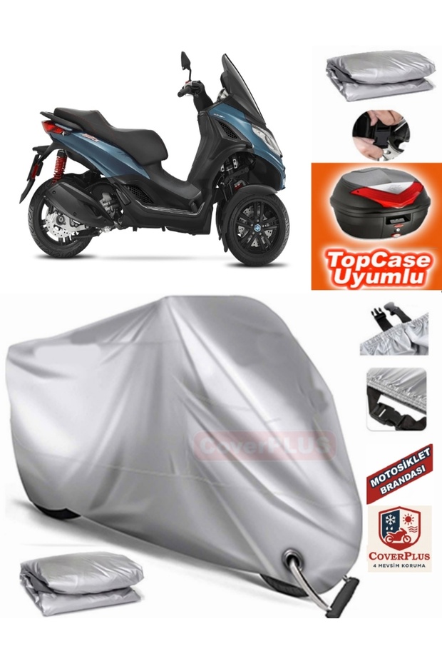 Gray Lock Compatible Piaggio Mp3 300 Tarpaulin Topcase Rear Bag Compatible Motor Tarpaulin