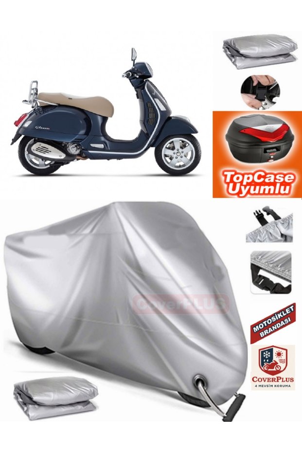 Gray Lock Compatible Vespa Gt 250 Tarpaulin Topcase Rear Bag Compatible Motor Tarpaulin
