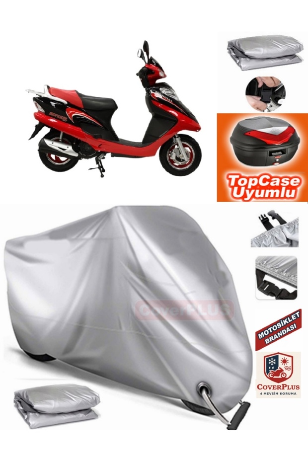 Gray Lock Compatible Mondial 100 Urt Tarpaulin Topcase Rear Bag Compatible Motor Tarpaulin