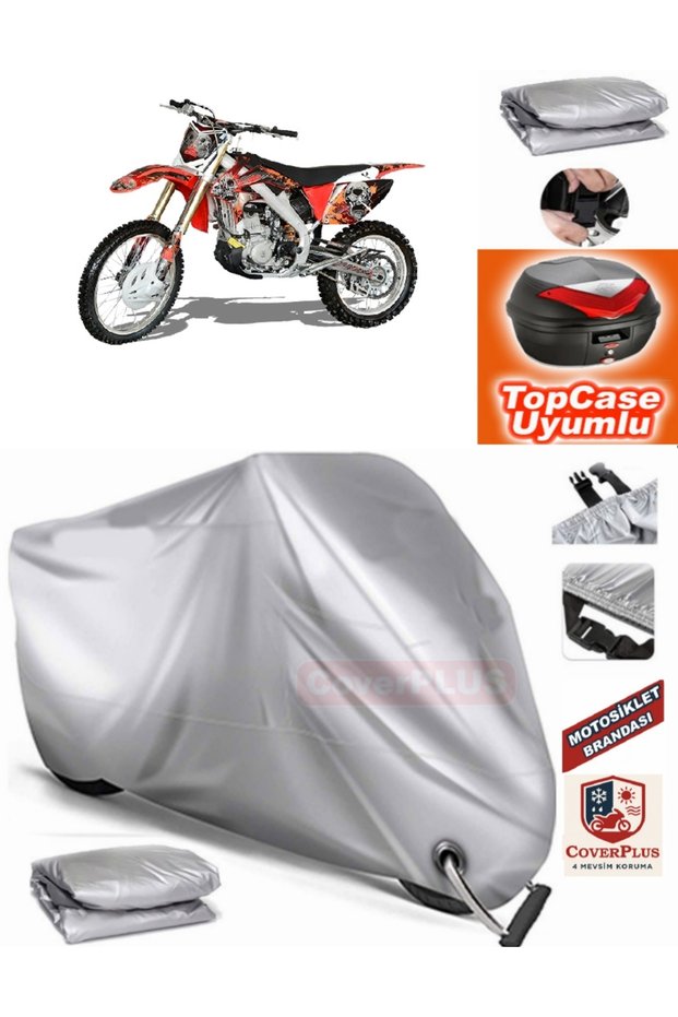 Gray Lock Compatible Apachi 4V Cross Motorcycle Tarpaulin Rear Bag Compatible, Elasticated